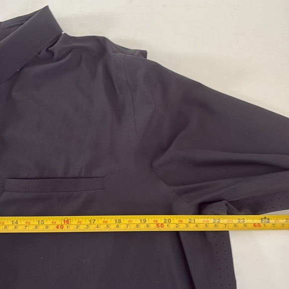 Athleta black long sleeve button down hi lo versatile shirt blouse stretch - Picture 15 of 16